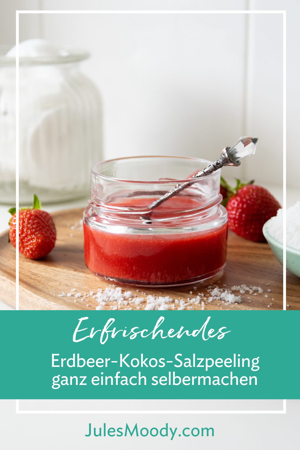 Erfrischendes Erdbeer-Kokos-Salzpeeling ganz einfach selbermachen